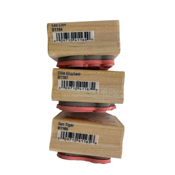 Lion Tiger Elephant Wooden Stamps NWT NEW Circus Bundle - Picture 3 of 3